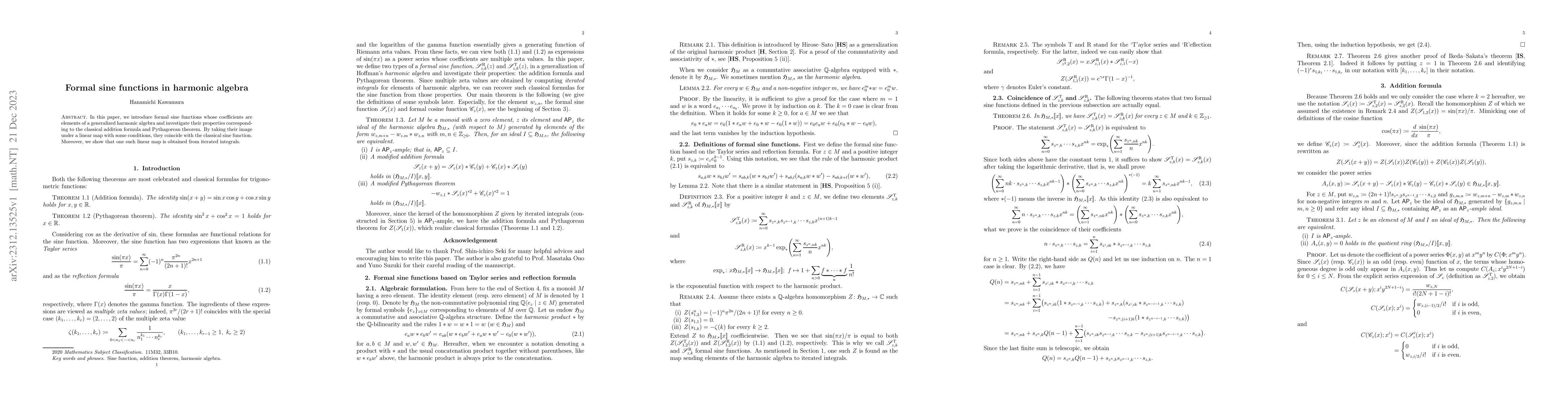 Thumbnail for Formal sine functions in harmonic algebra