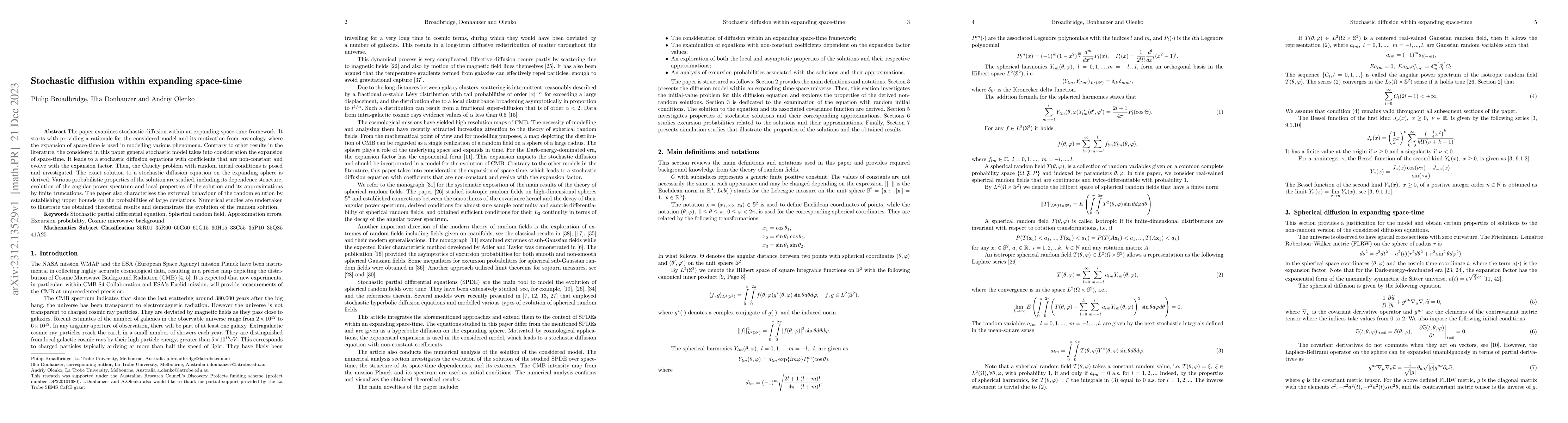 Thumbnail for Stochastic diffusion within expanding space-time