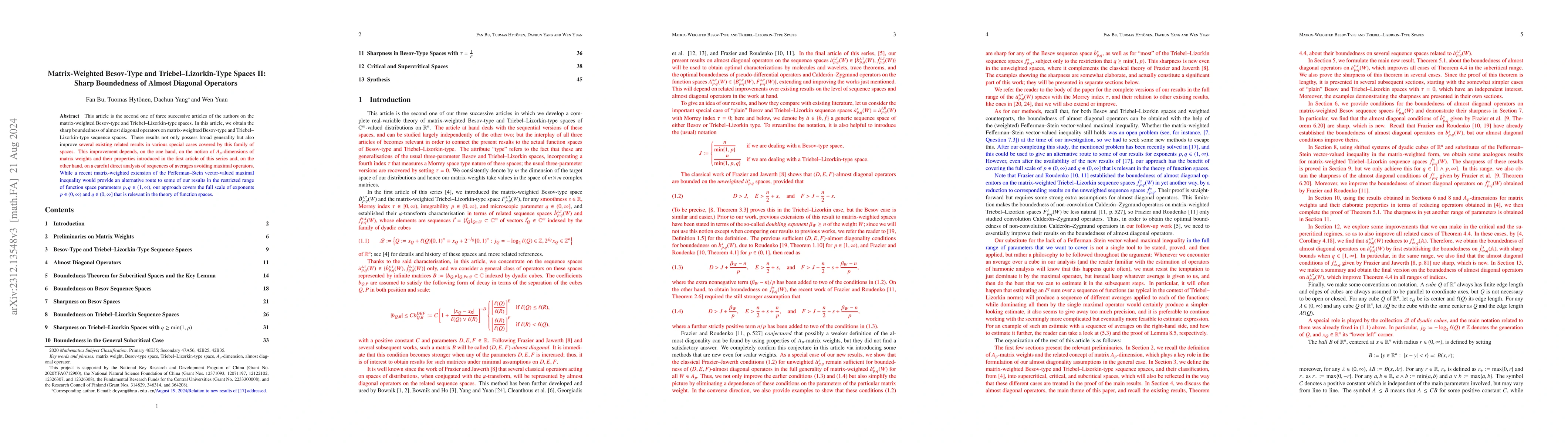 Thumbnail for Matrix-Weighted Besov-Type and Triebel--Lizorkin-Type Spaces II: Sharp
  Boundedness of Almost Diagonal Operators