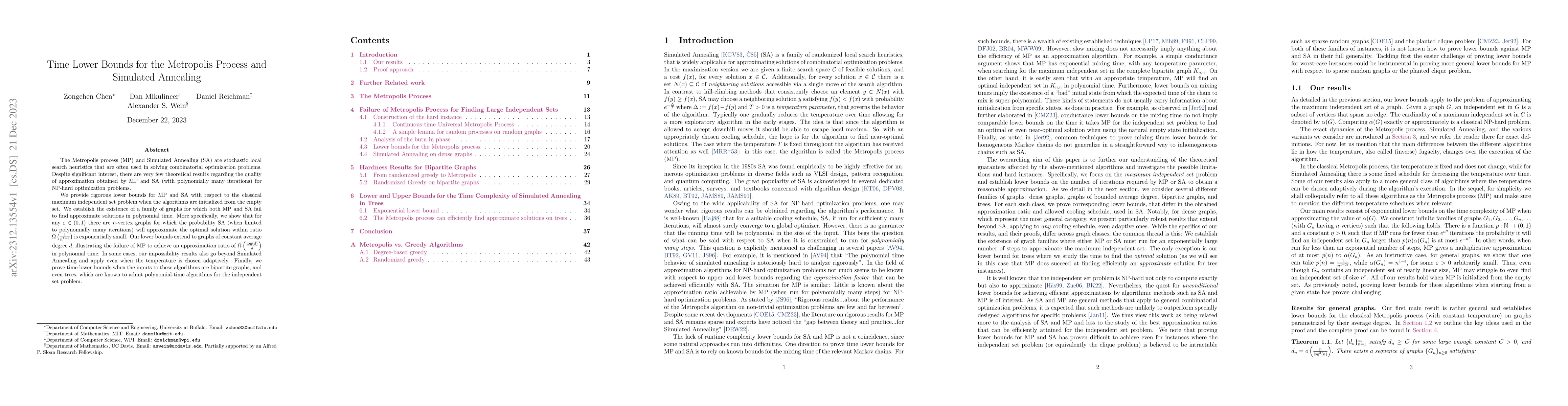 Thumbnail for Time Lower Bounds for the Metropolis Process and Simulated Annealing