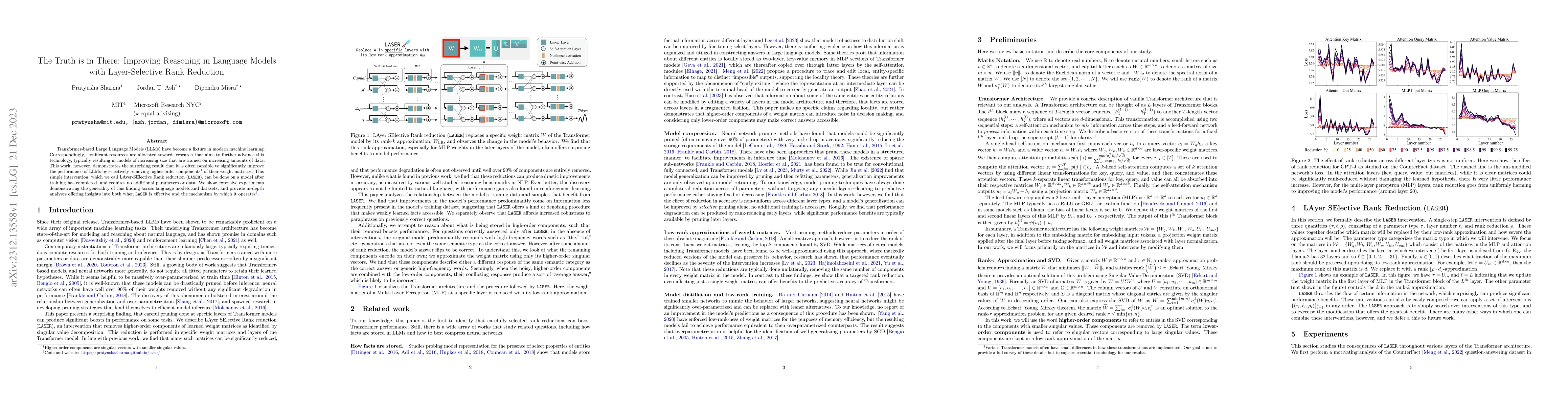Thumbnail for The Truth is in There: Improving Reasoning in Language Models with
  Layer-Selective Rank Reduction