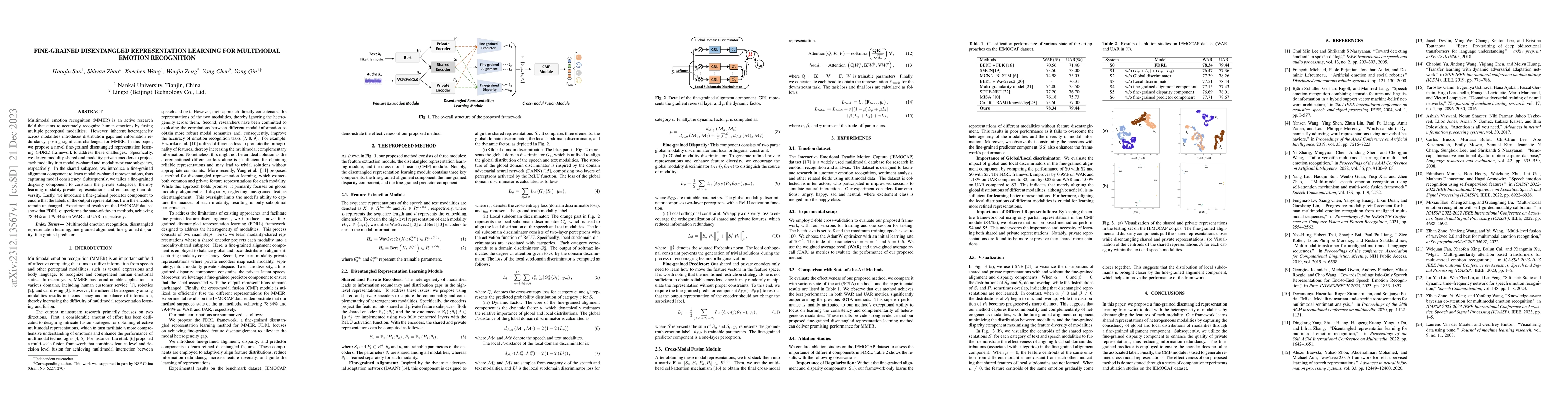 Thumbnail for Fine-grained Disentangled Representation Learning for Multimodal Emotion
  Recognition