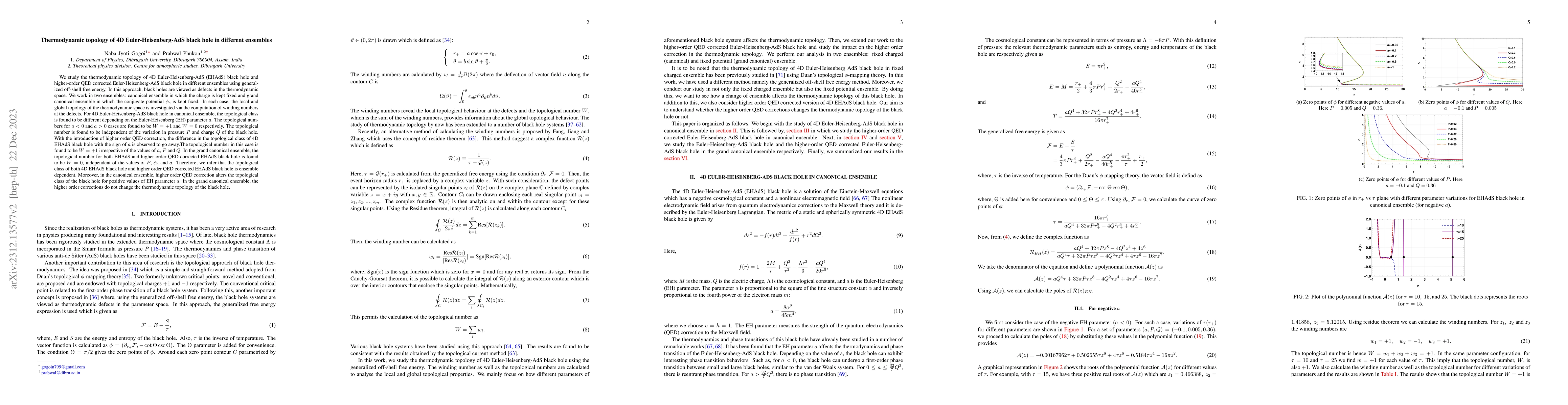 Thumbnail for Thermodynamic topology of 4D Euler-Heisenberg-AdS black hole in
  different ensembles