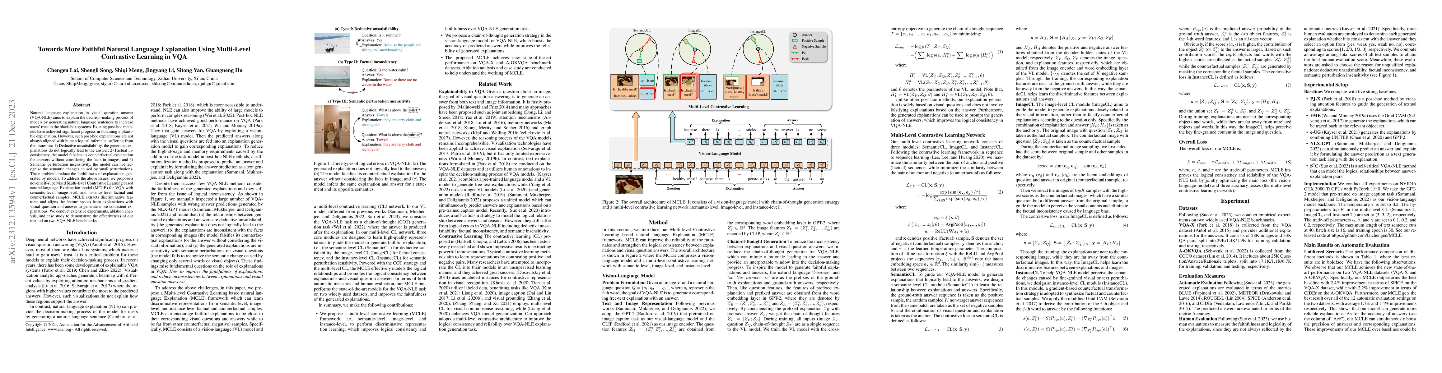 Thumbnail for Towards More Faithful Natural Language Explanation Using Multi-Level
  Contrastive Learning in VQA