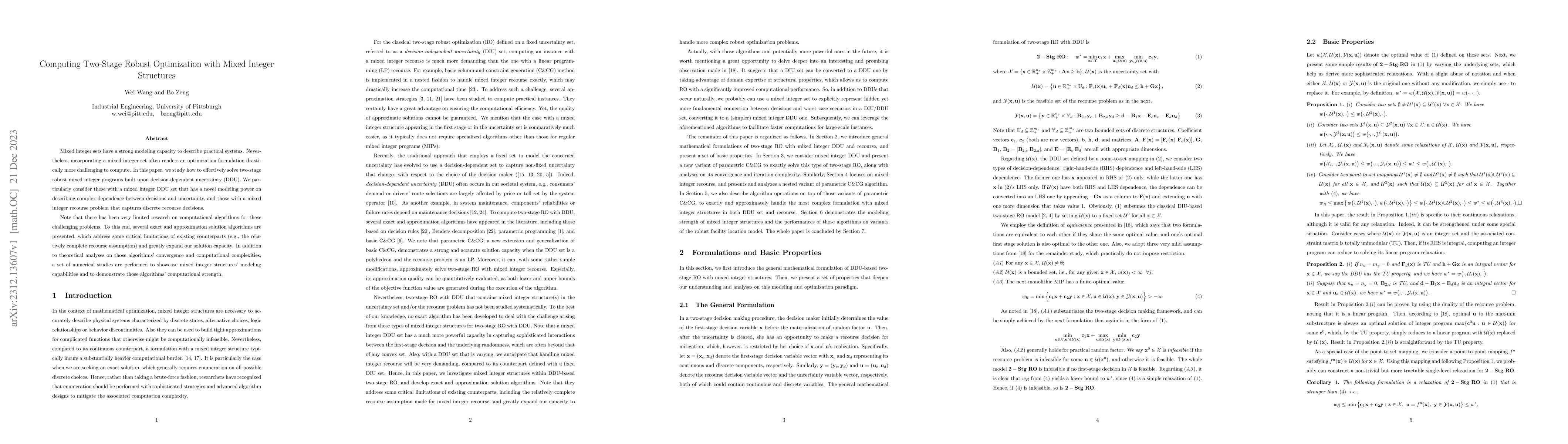 Thumbnail for Computing Two-Stage Robust Optimization with Mixed Integer Structures