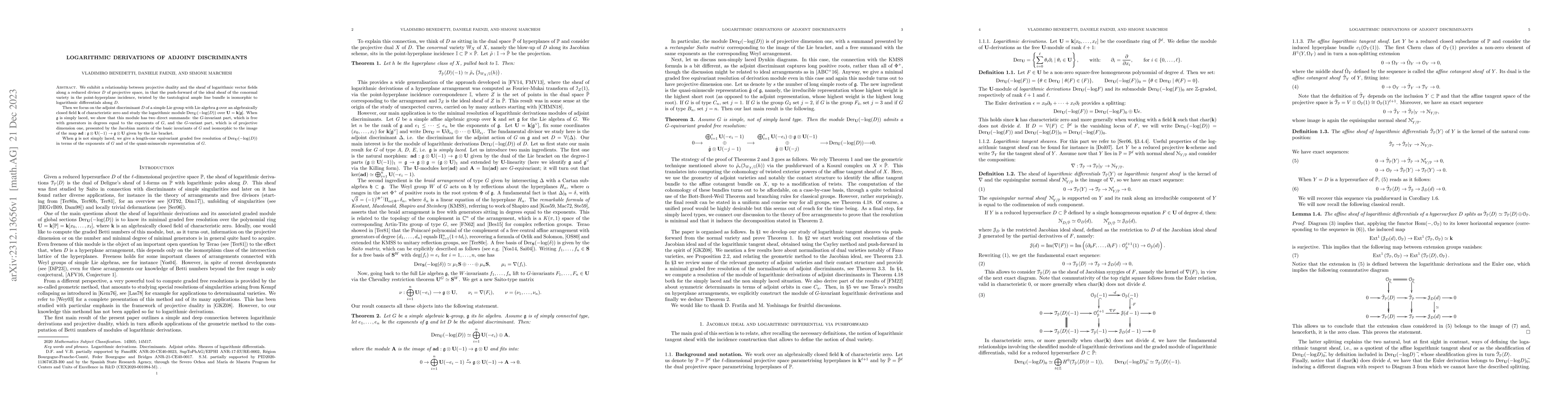 Thumbnail for Logarithmic Derivations of Adjoint Discriminants