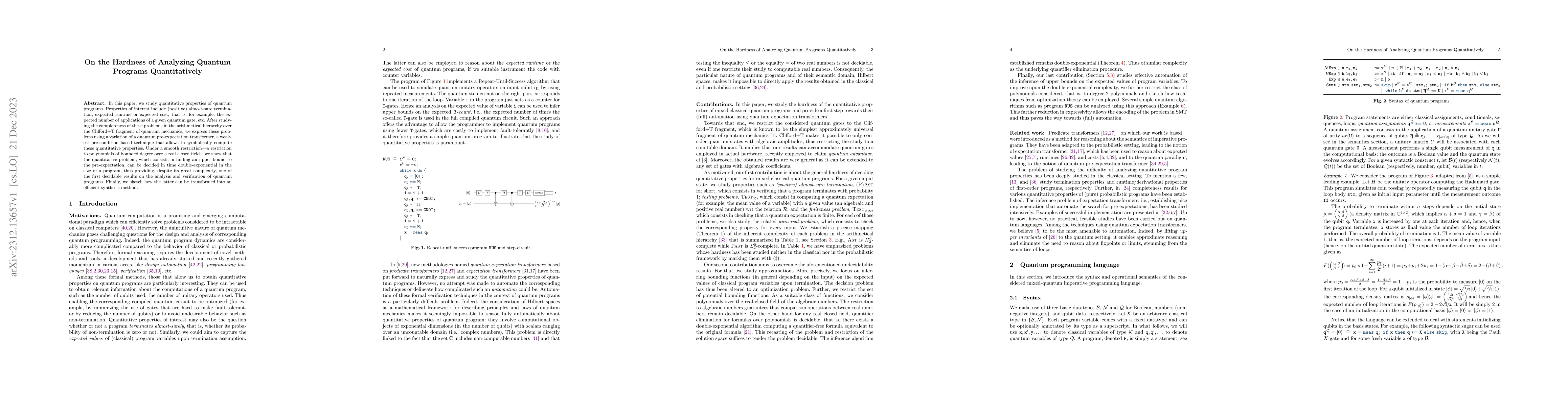 Thumbnail for On the Hardness of Analyzing Quantum Programs Quantitatively