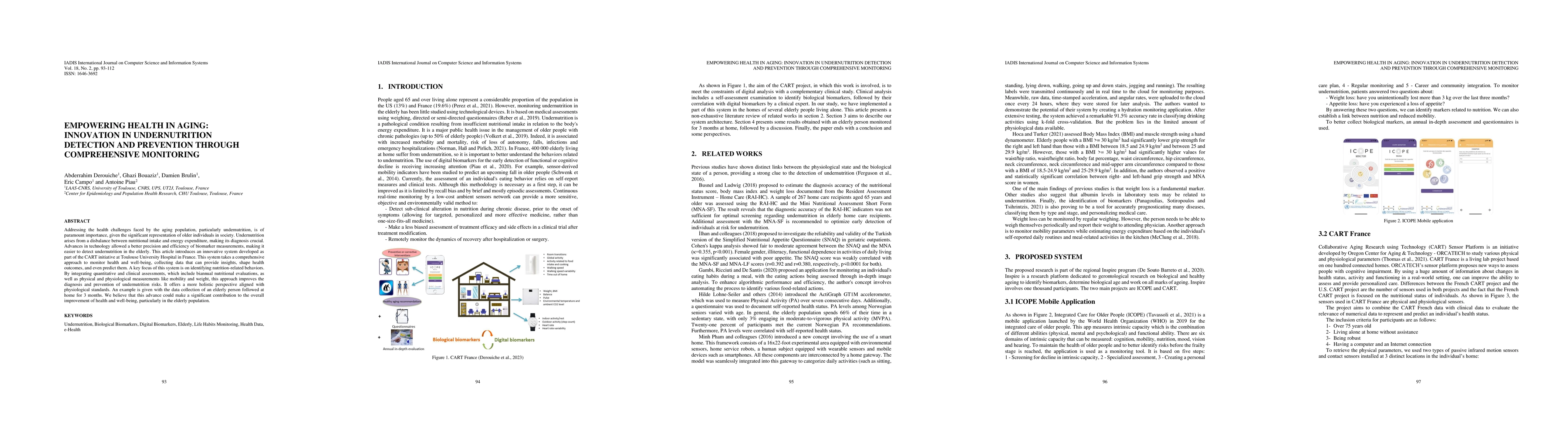Thumbnail for Empowering health in aging: Innovation in undernutrition detection and
  prevention through comprehensive monitoring