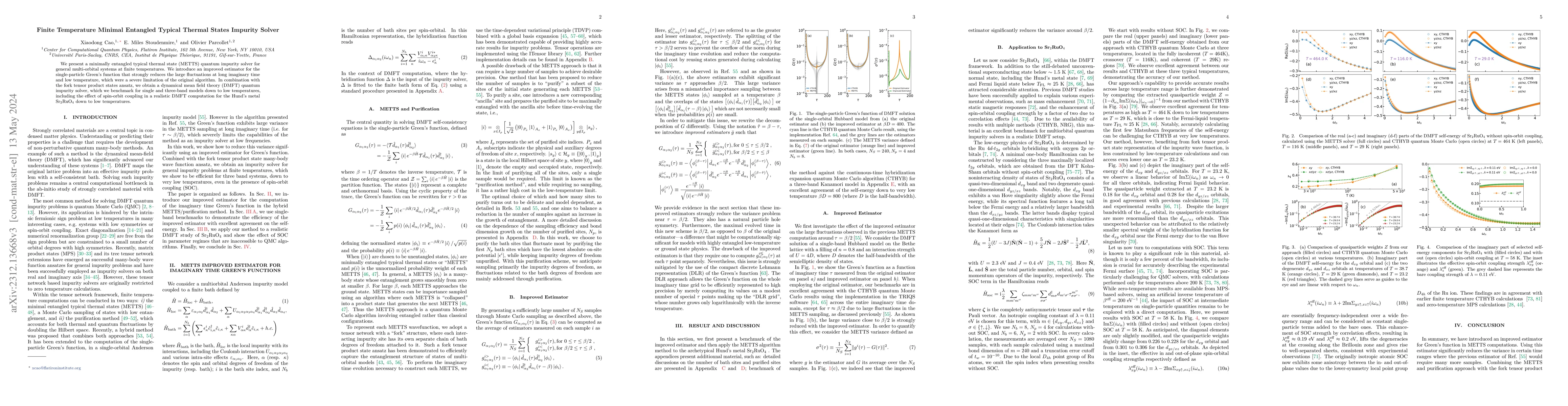 Thumbnail for Finite Temperature Minimal Entangled Typical Thermal States Impurity
  Solver