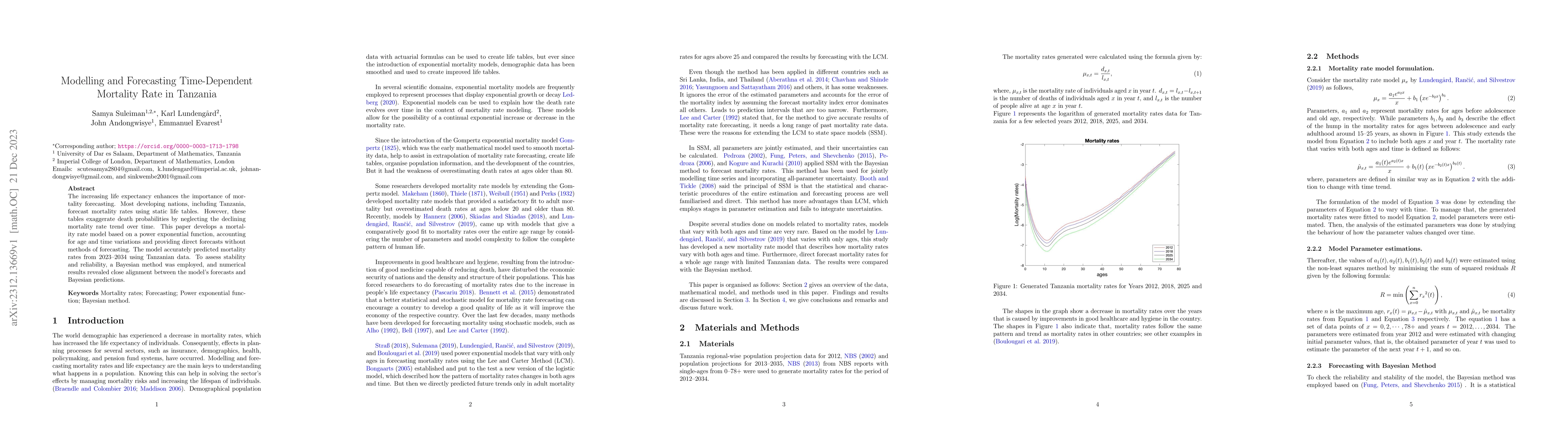Thumbnail for Modeling and Forecasting Time-Dependent Mortality Rate in Tanzania