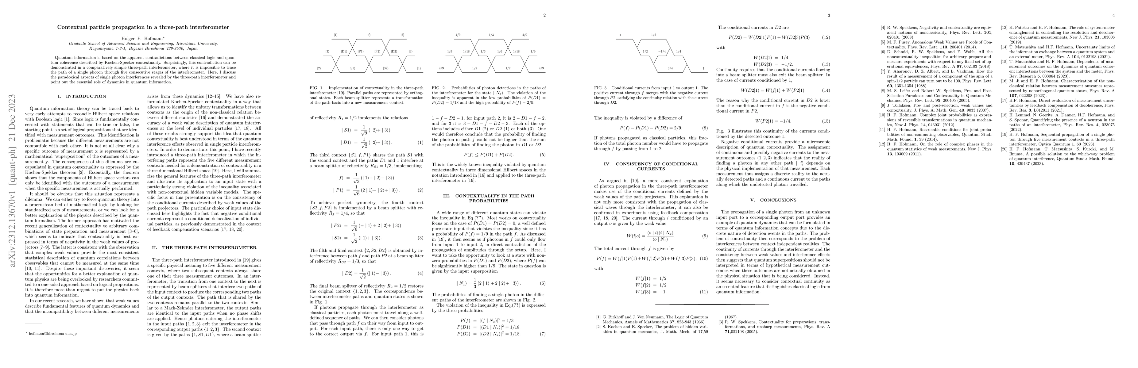 Thumbnail for Contextual particle propagation in a three-path interferometer