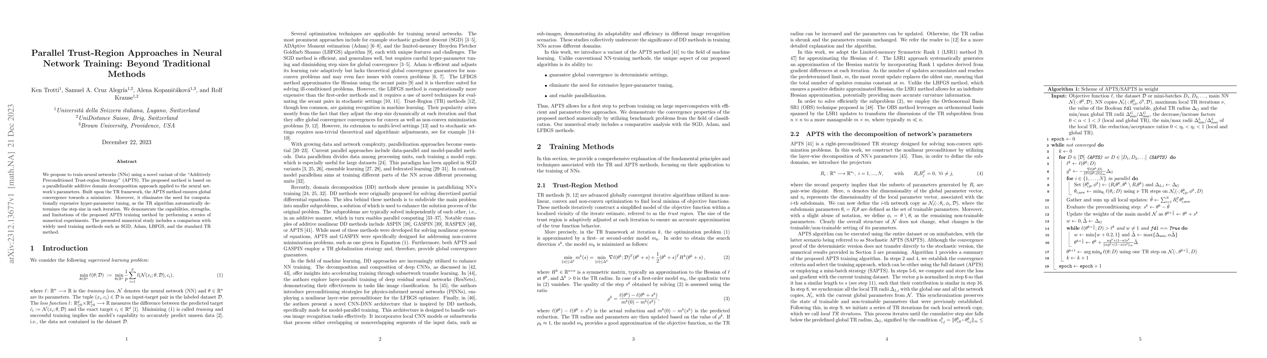 Thumbnail for Parallel Trust-Region Approaches in Neural Network Training: Beyond
  Traditional Methods