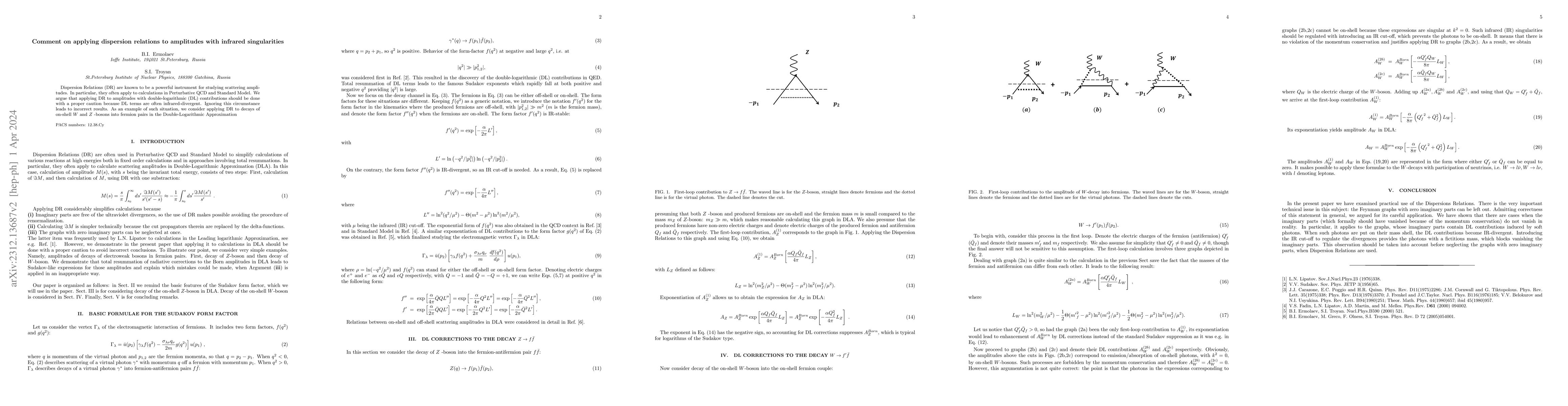 Thumbnail for Comment on applying dispersion relations to amplitudes with infrared
  singularities