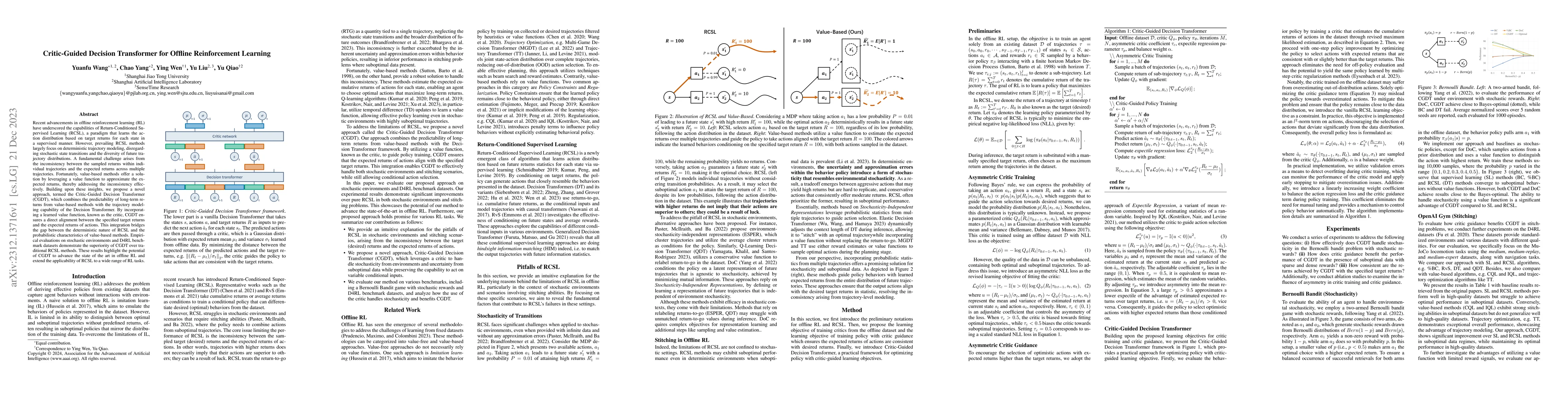 Thumbnail for Critic-Guided Decision Transformer for Offline Reinforcement Learning