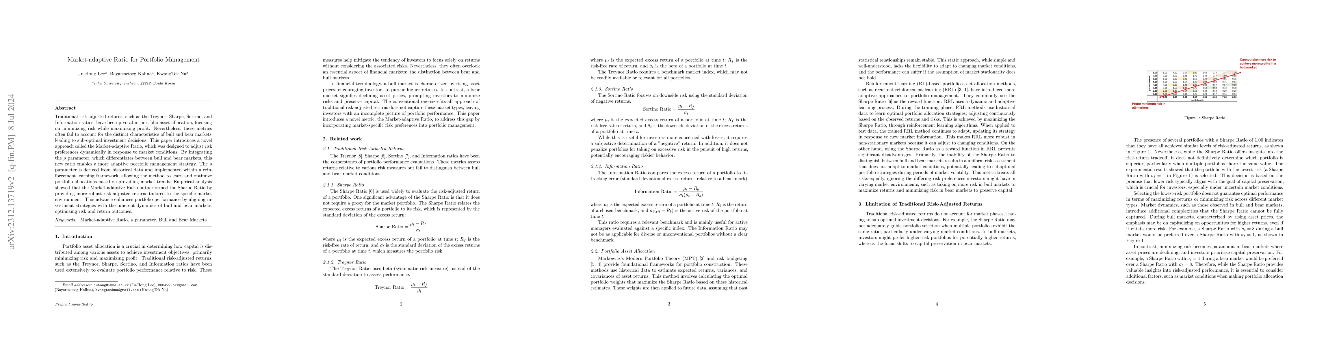 Thumbnail for Market-Adaptive Ratio for Portfolio Management