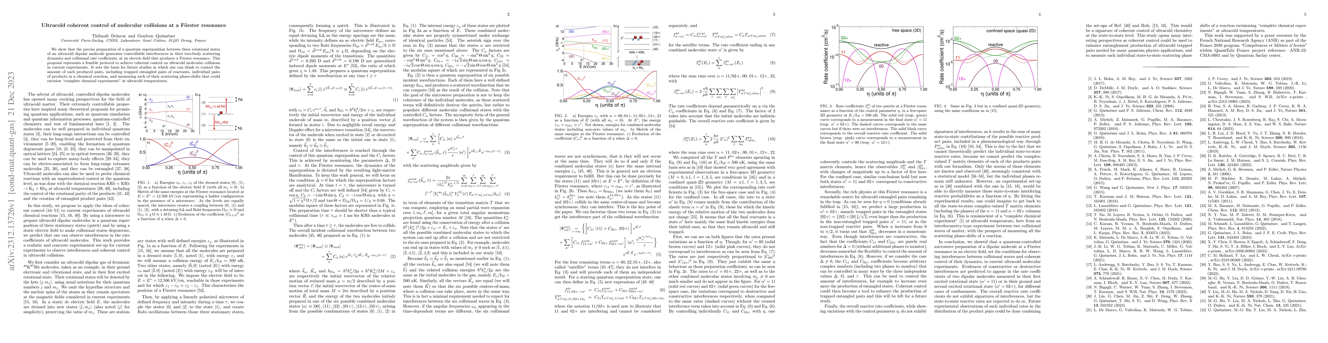 Thumbnail for Ultracold coherent control of molecular collisions at a F\"orster
  resonance