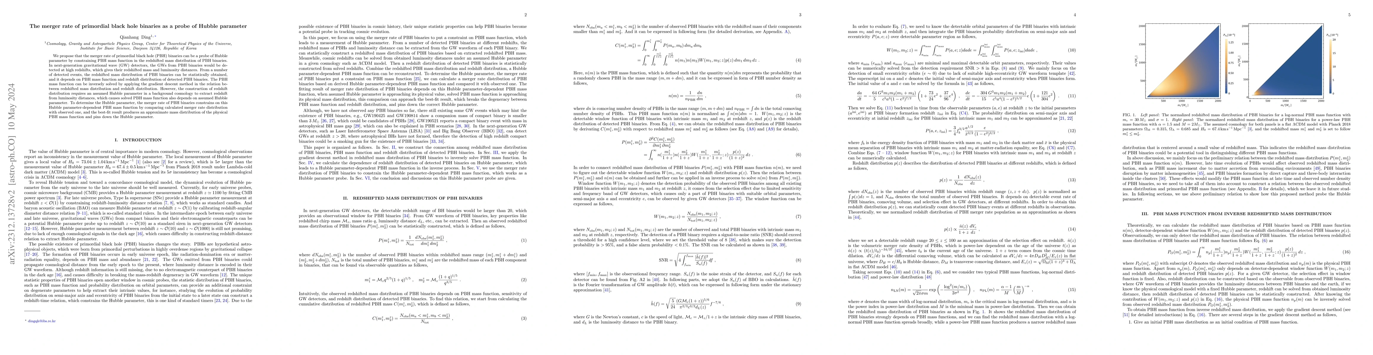 Thumbnail for The merger rate of primordial black hole binaries as a probe of Hubble
  parameter