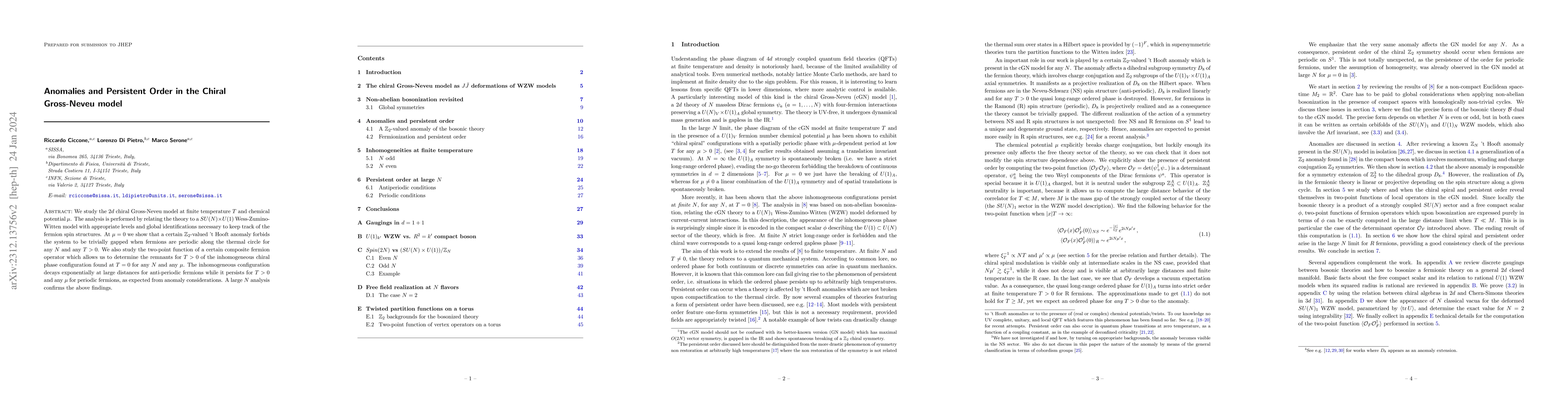 Thumbnail for Anomalies and Persistent Order in the Chiral Gross-Neveu model