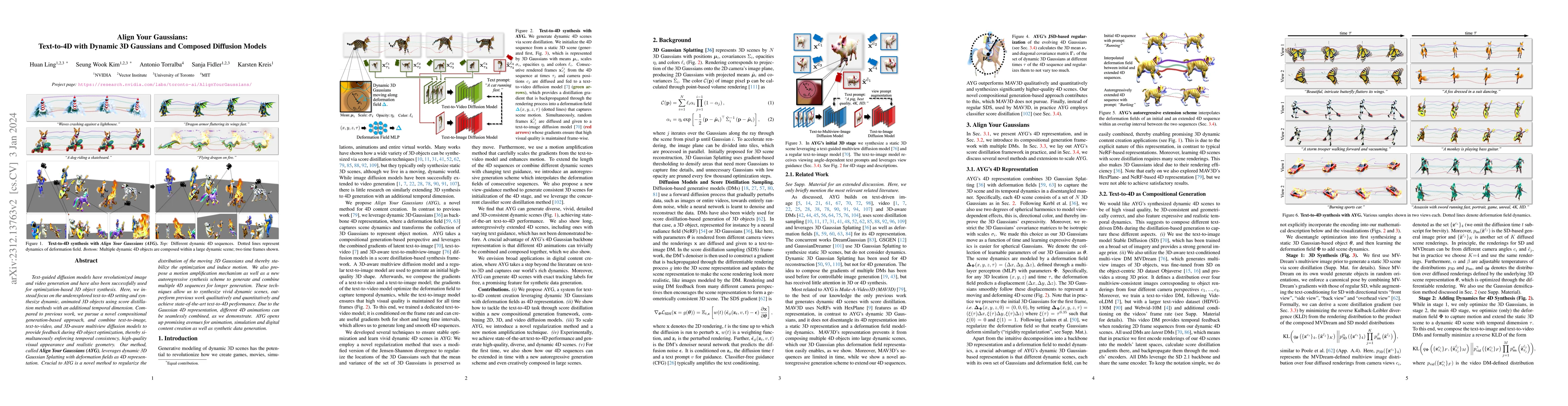 Thumbnail for Align Your Gaussians: Text-to-4D with Dynamic 3D Gaussians and Composed
  Diffusion Models