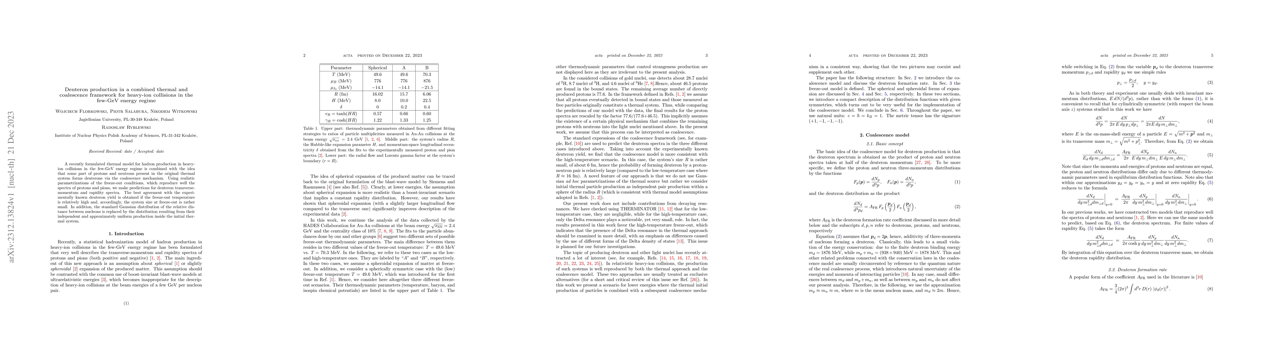 Thumbnail for Deuteron production in a combined thermal and coalescence framework for
  heavy-ion collisions in the few-GeV energy regime