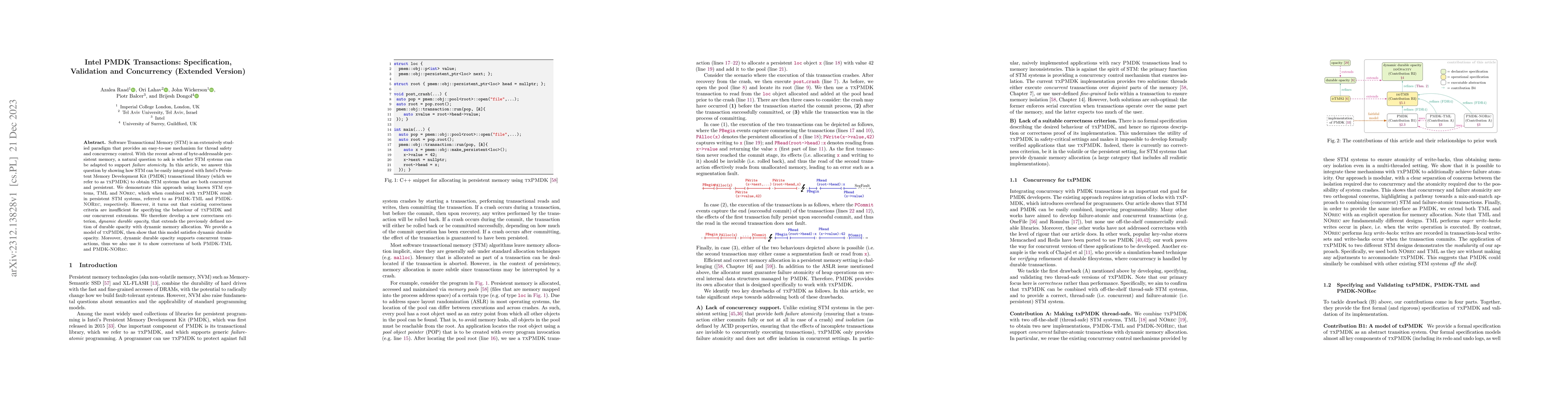 Thumbnail for Intel PMDK Transactions: Specification, Validation and Concurrency
  (Extended Version)