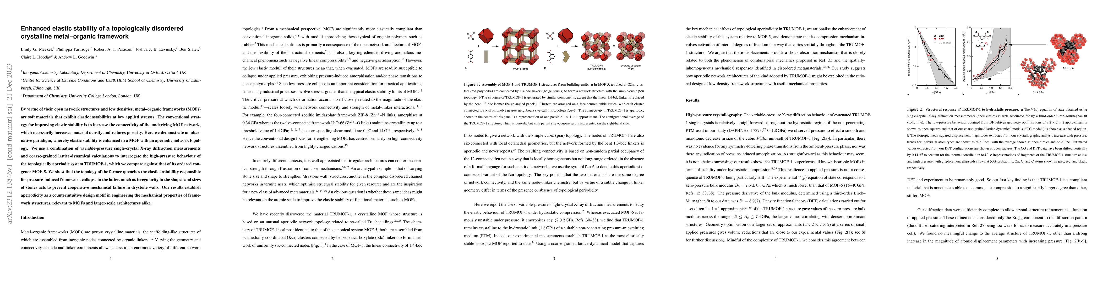 Thumbnail for Enhanced elastic stability of a topologically disordered crystalline
  metal--organic framework