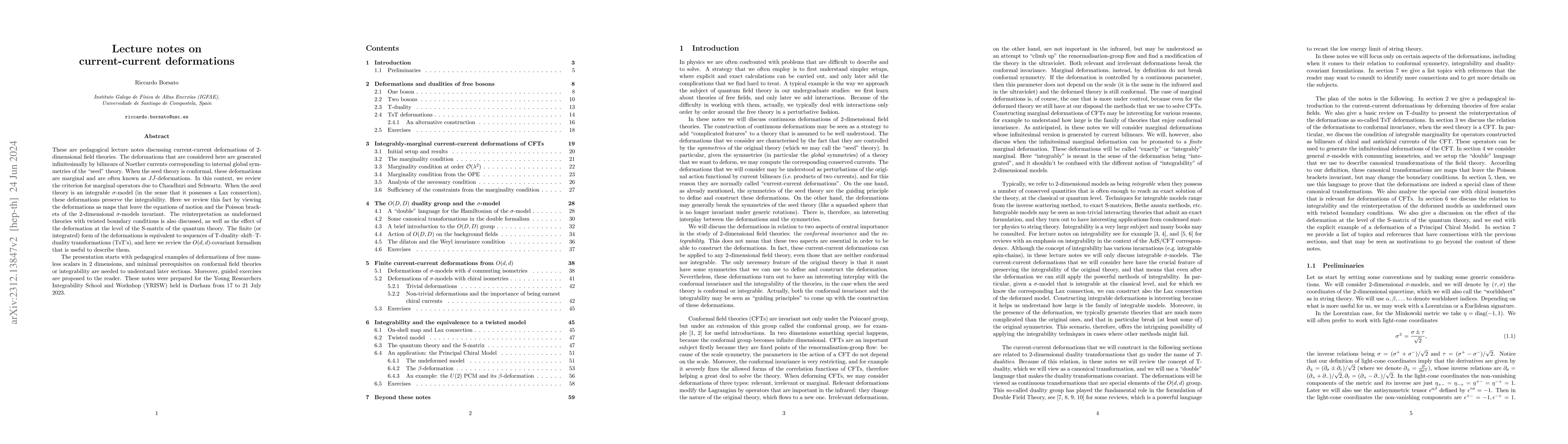 Thumbnail for Lecture notes on current-current deformations