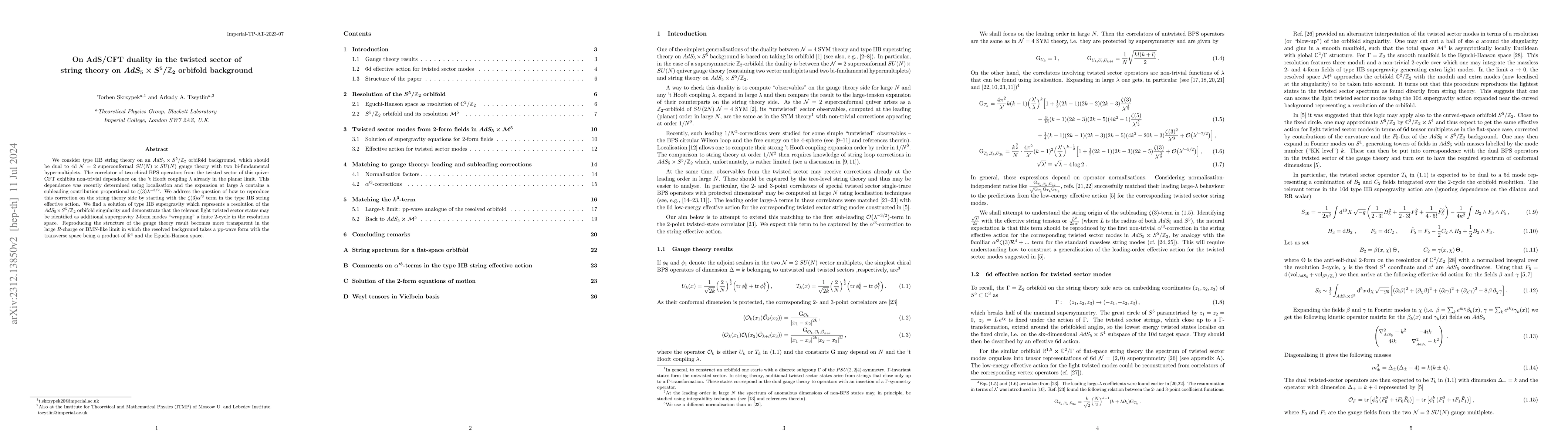Thumbnail for On AdS/CFT duality in the twisted sector of string theory on $AdS_5
  \times S^5/\mathbb{Z}_2$ orbifold background