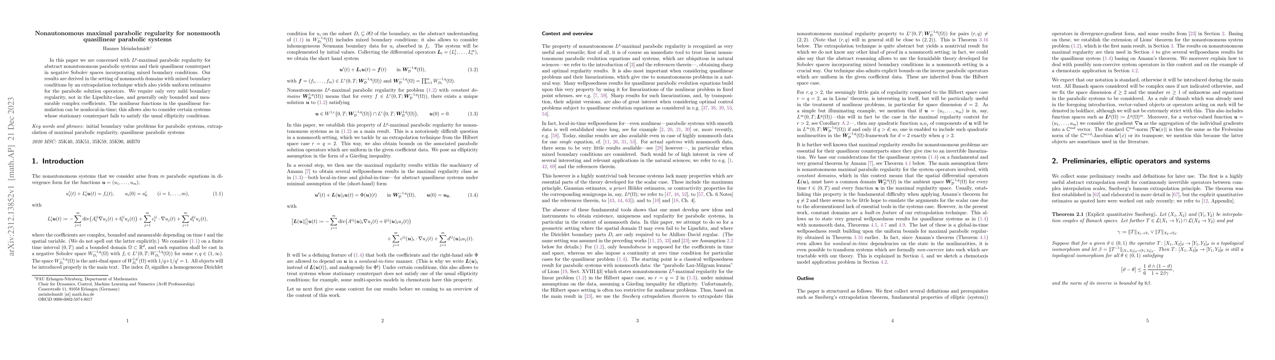 Thumbnail for Nonautonomous maximal parabolic regularity for nonsmooth quasilinear
  parabolic systems