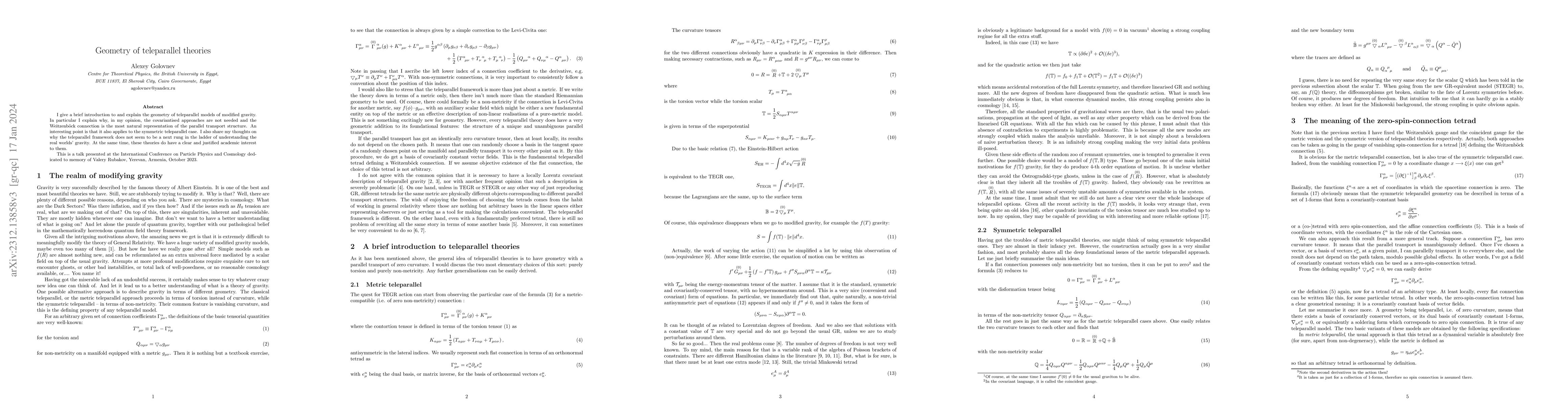 Thumbnail for Geometry of teleparallel theories