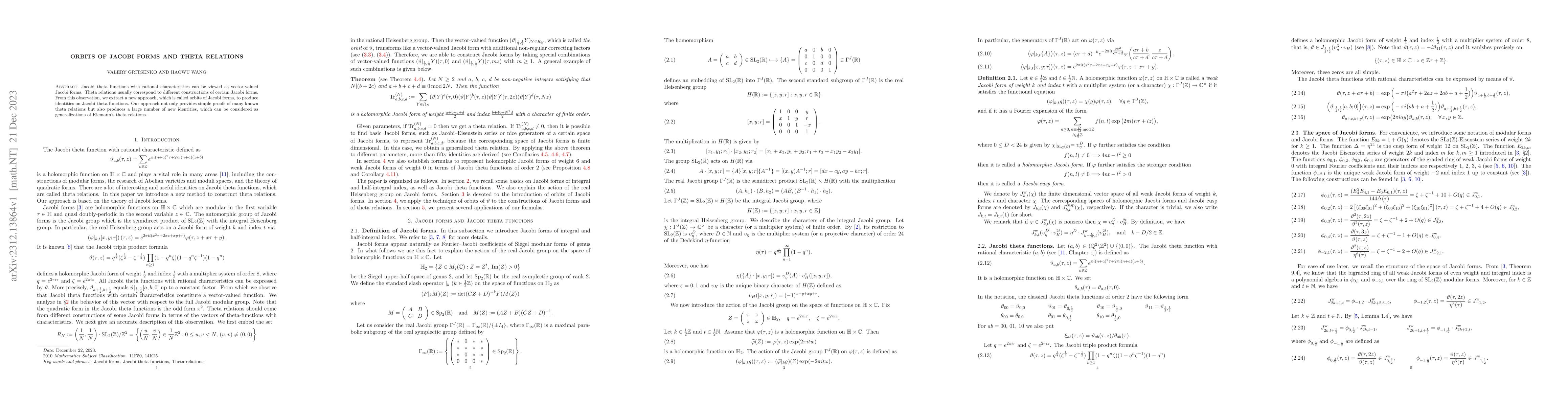 Thumbnail for Orbits of Jacobi forms and Theta relations
