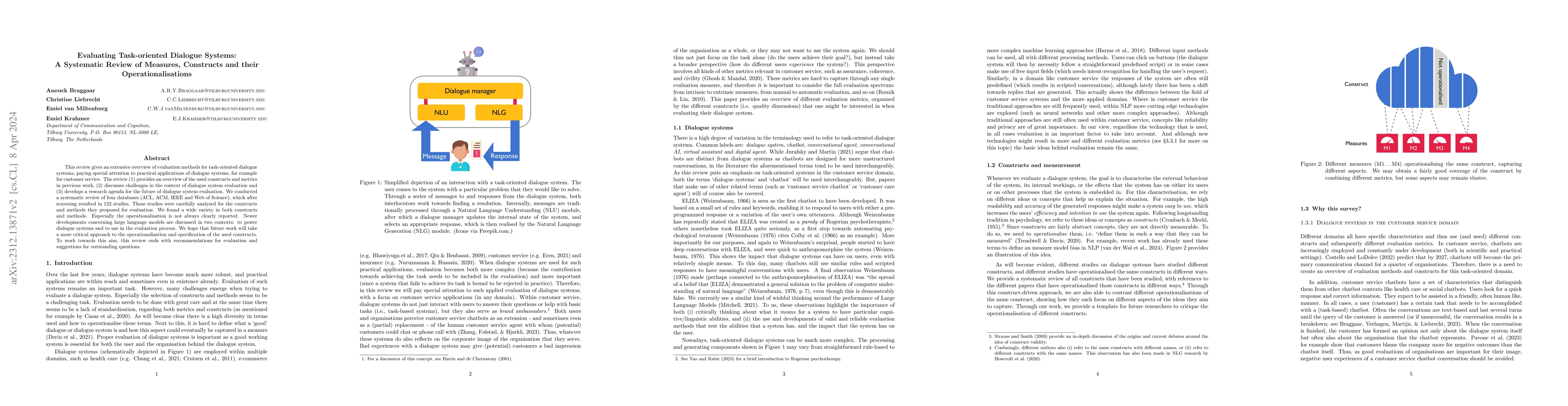 Thumbnail for Evaluating Task-oriented Dialogue Systems: A Systematic Review of
  Measures, Constructs and their Operationalisations