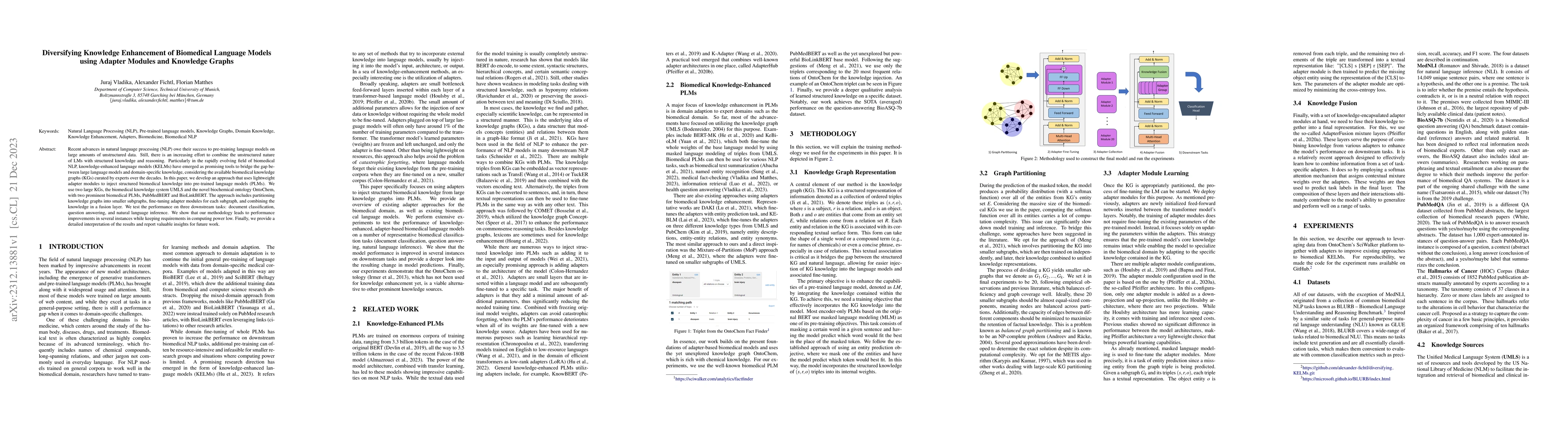 Thumbnail for Diversifying Knowledge Enhancement of Biomedical Language Models using
  Adapter Modules and Knowledge Graphs