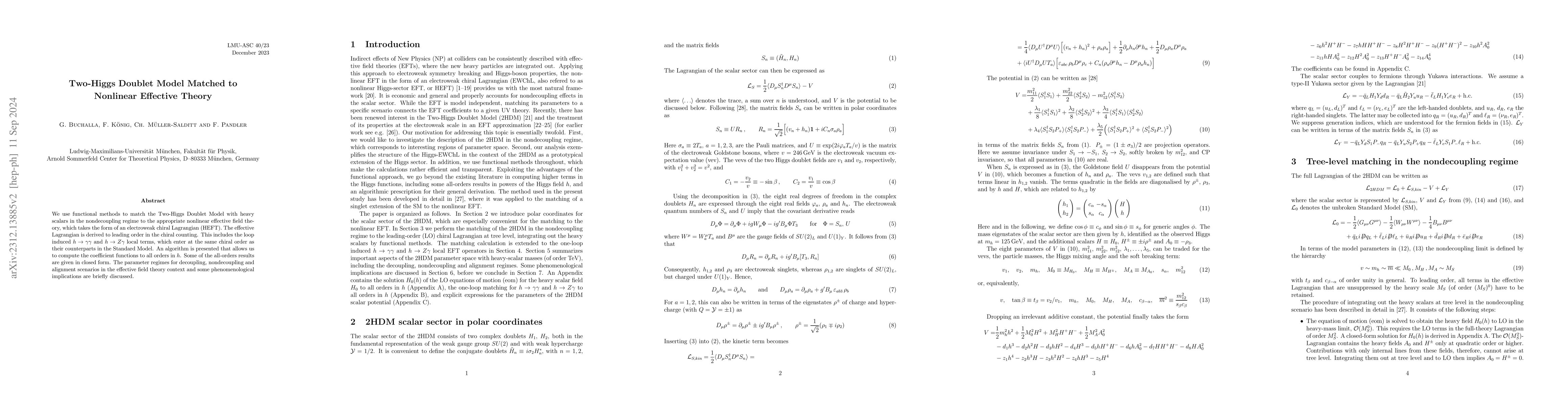 Thumbnail for Two-Higgs Doublet Model Matched to Nonlinear Effective Theory