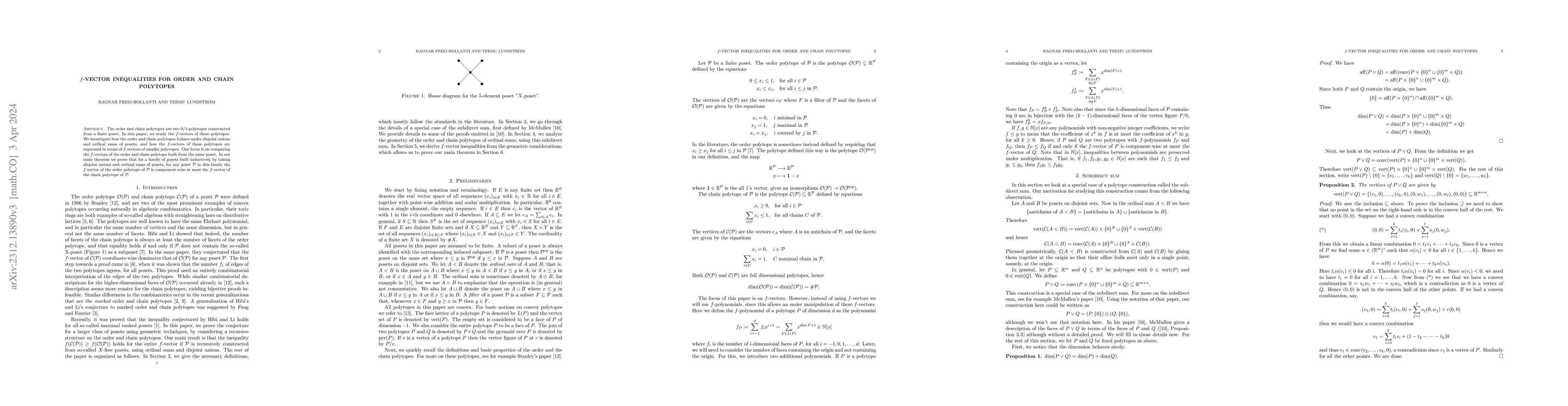 Thumbnail for $f$-vector inequalities for order and chain polytopes