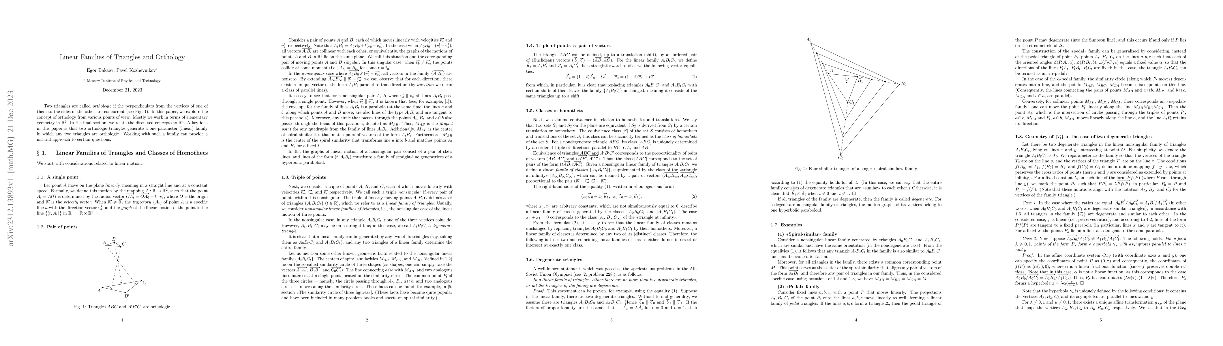 Thumbnail for Linear Families of Triangles and Orthology