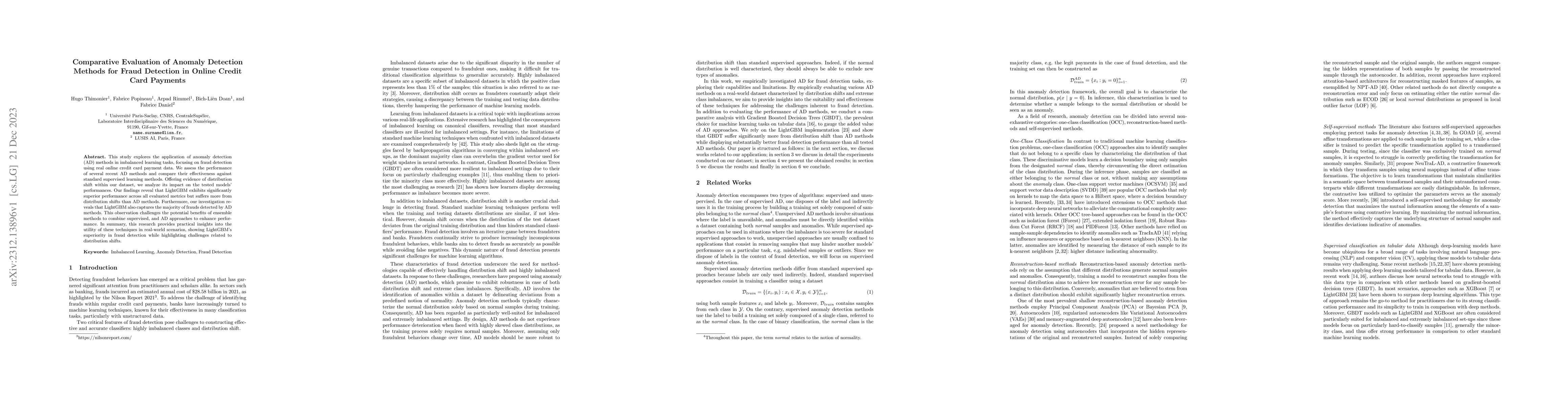 Thumbnail for Comparative Evaluation of Anomaly Detection Methods for Fraud Detection
  in Online Credit Card Payments