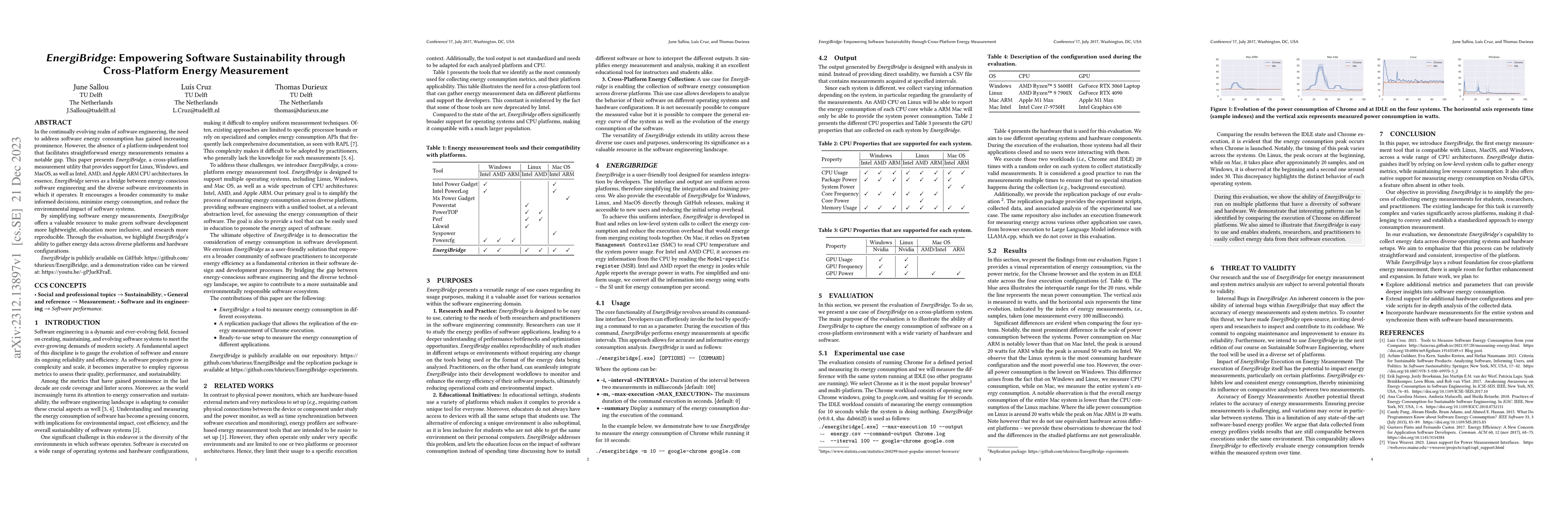 Thumbnail for EnergiBridge: Empowering Software Sustainability through Cross-Platform
  Energy Measurement