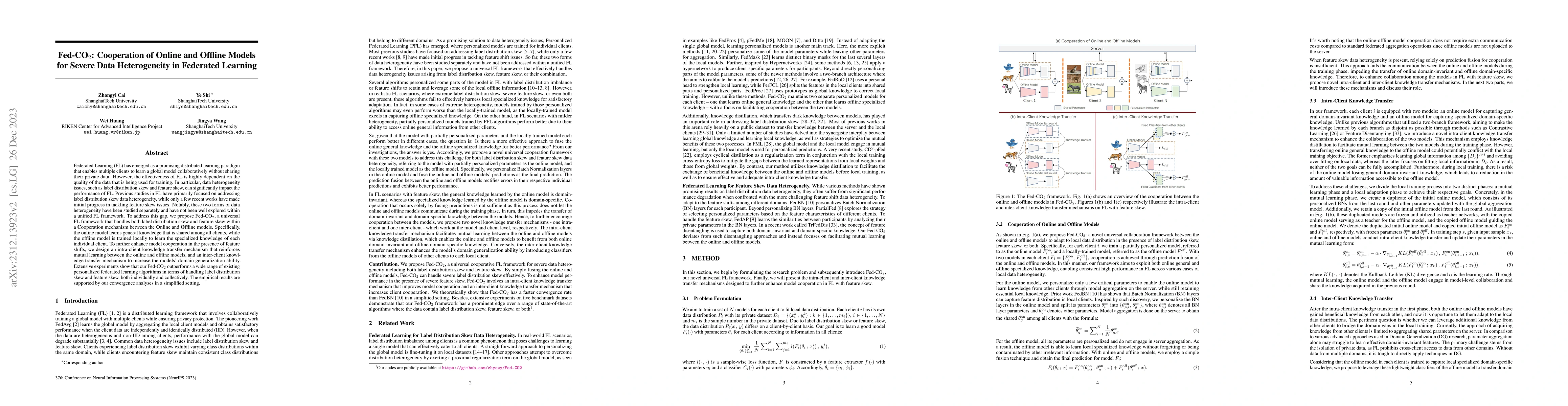 Thumbnail for Fed-CO2: Cooperation of Online and Offline Models for Severe Data
  Heterogeneity in Federated Learning