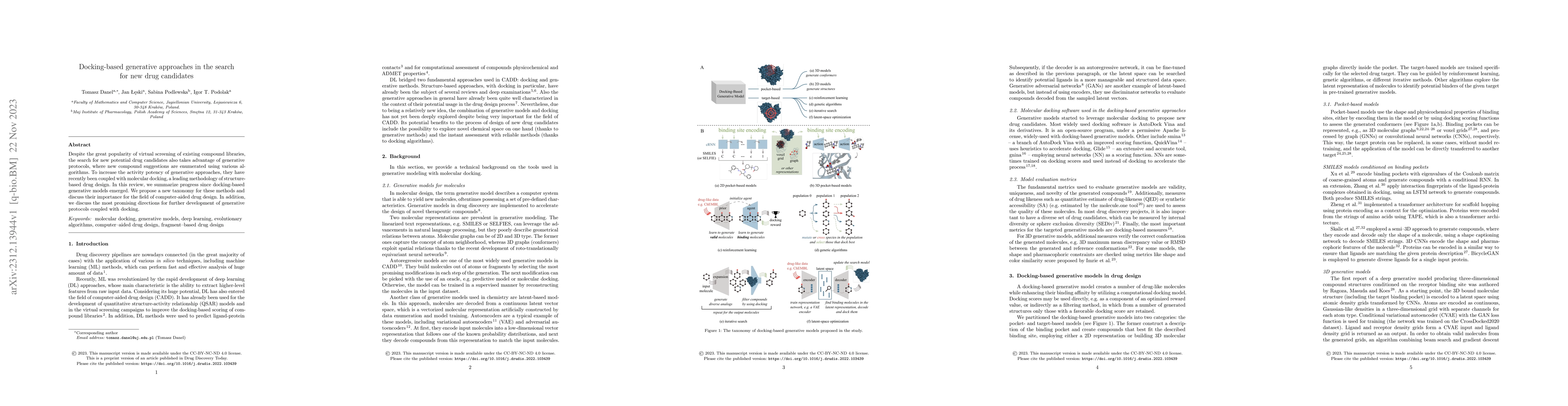 Thumbnail for Docking-based generative approaches in the search for new drug
  candidates