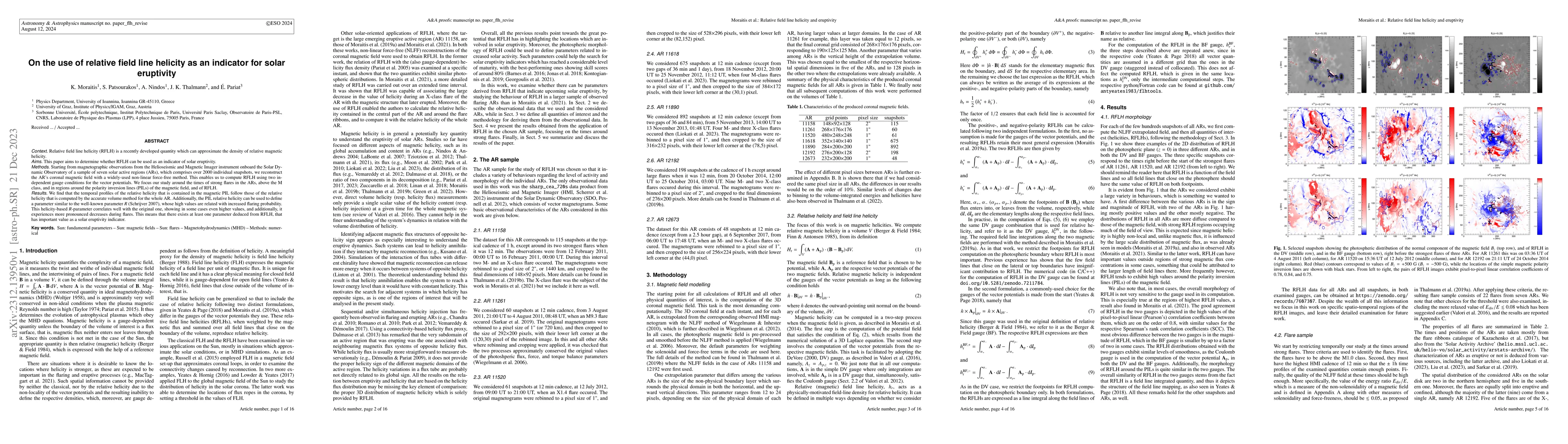 Thumbnail for On the use of relative field line helicity as an indicator for solar
  eruptivity