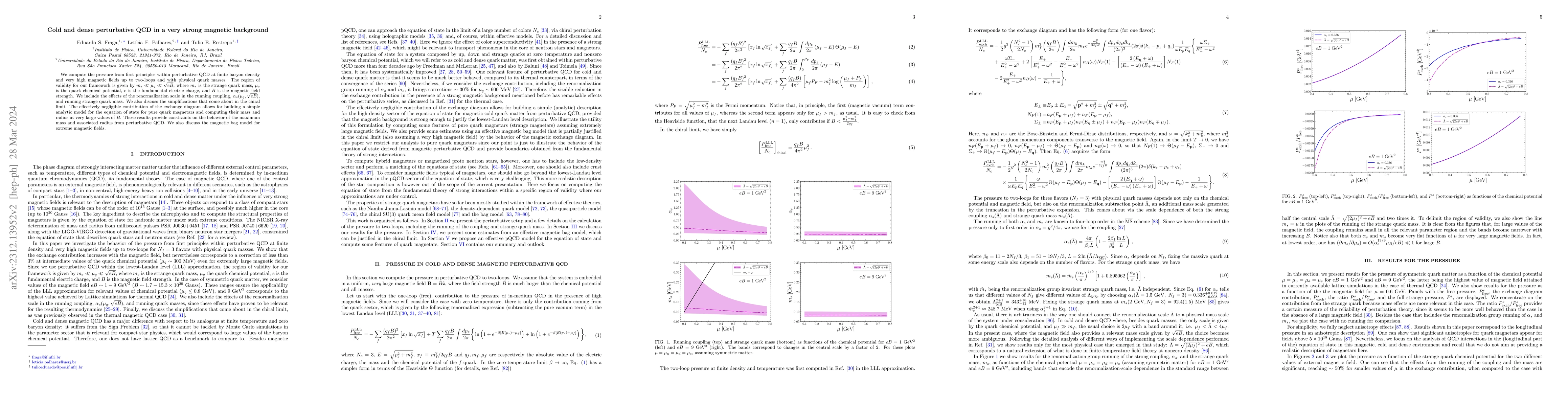 Thumbnail for Cold and dense perturbative QCD in a very strong magnetic background