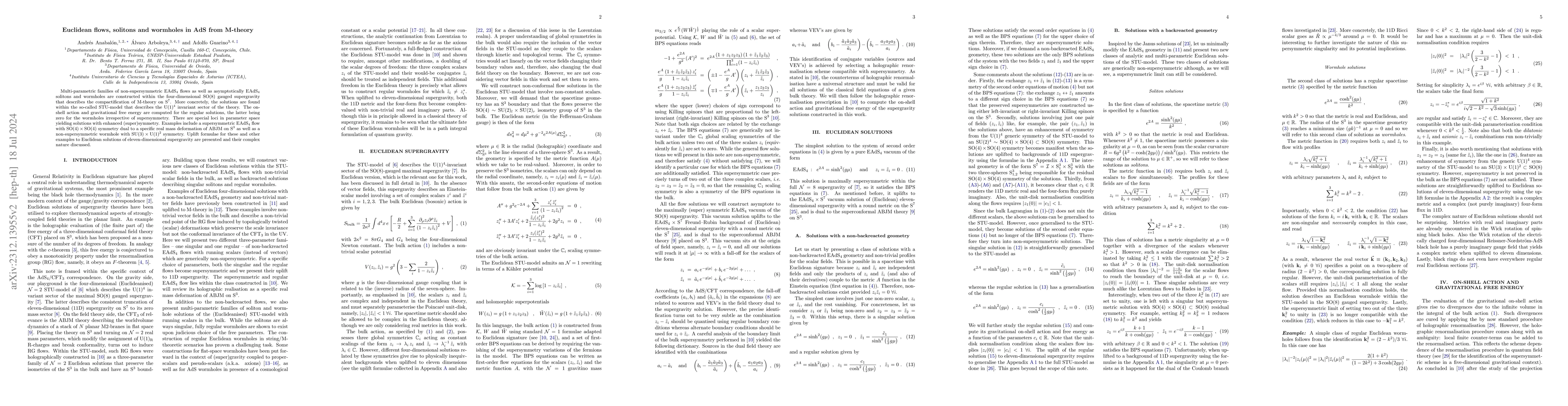 Thumbnail for Euclidean flows, solitons and wormholes in AdS from M-theory
