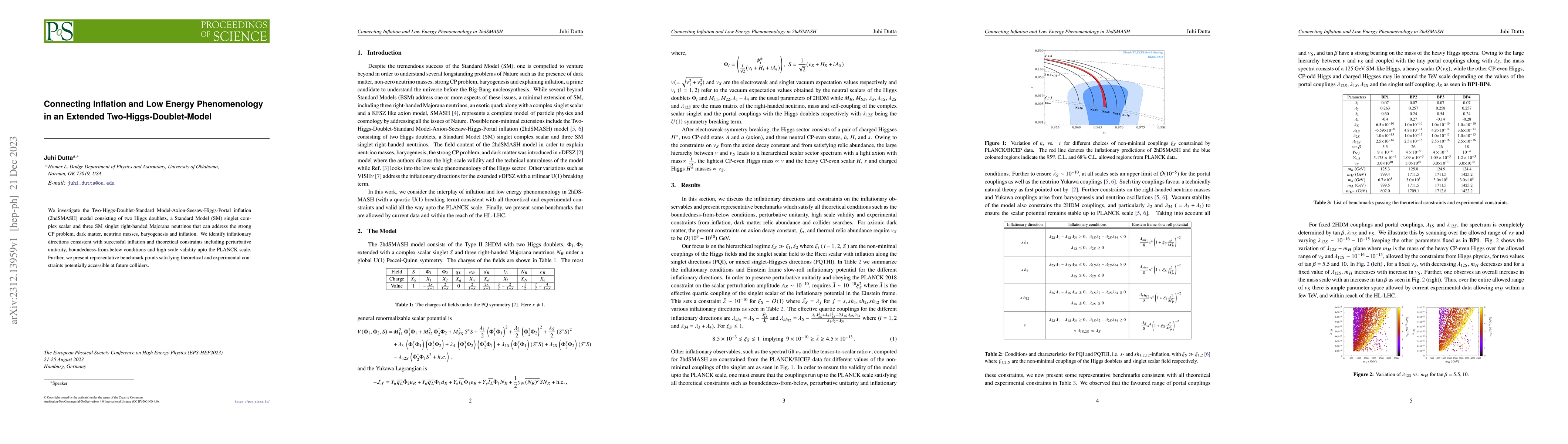 Thumbnail for Connecting Inflation and Low Energy Phenomenology in an Extended
  Two-Higgs-Doublet-Model