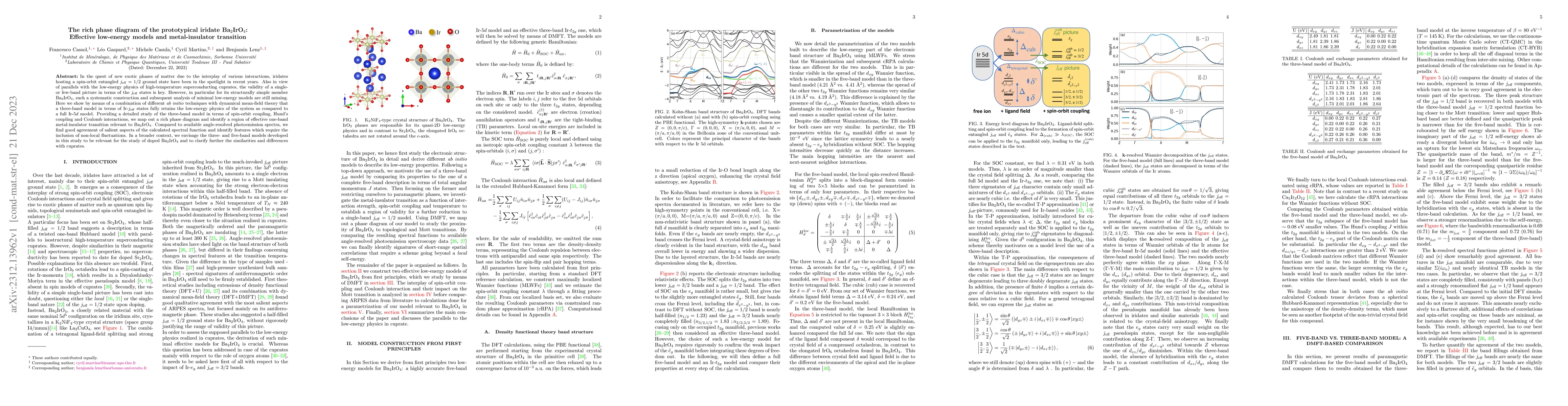 Thumbnail for The rich phase diagram of the prototypical iridate Ba$_2$IrO$_4$:
  Effective low-energy models and metal-insulator transition