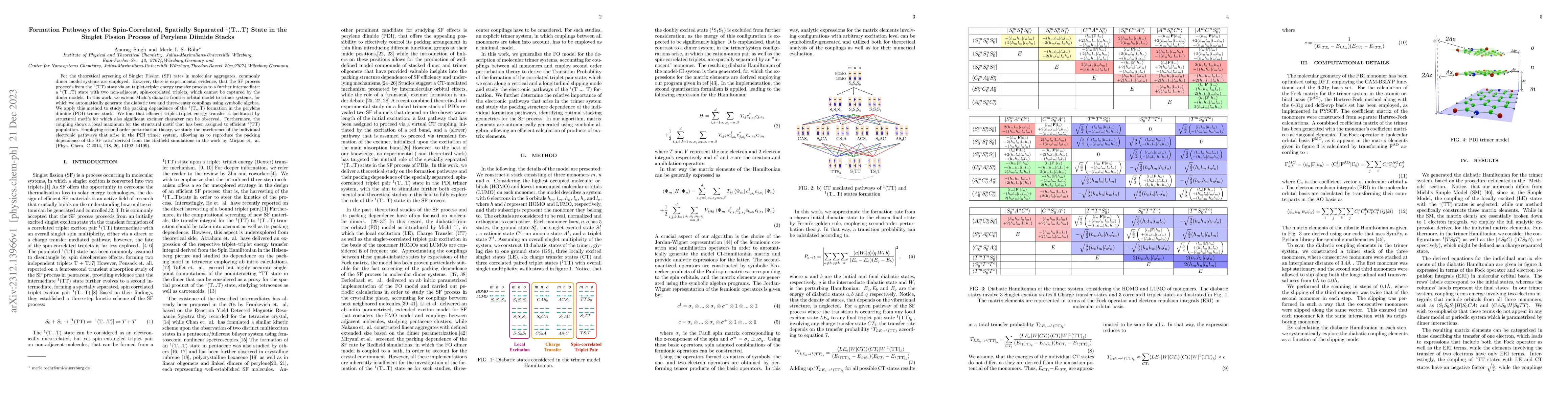 Thumbnail for Formation Pathways of the Spin-Correlated, Spatially Separated
  $^{1}$(T...T) State in the Singlet Fission Process of Perylene Diimide Stacks