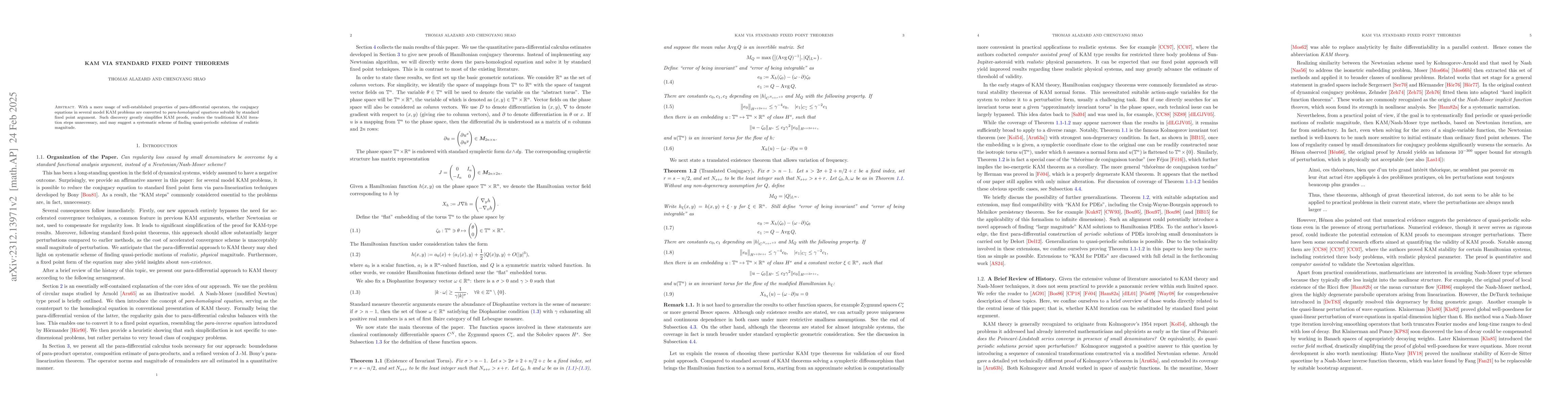 Thumbnail for KAM via Standard Fixed Point Theorems