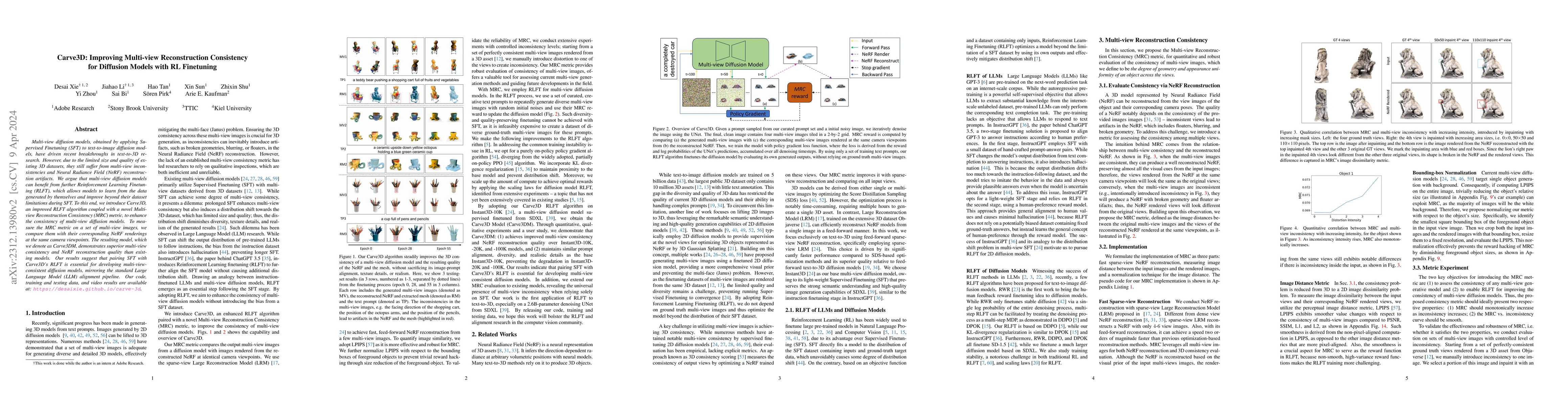 Thumbnail for Carve3D: Improving Multi-view Reconstruction Consistency for Diffusion
  Models with RL Finetuning
