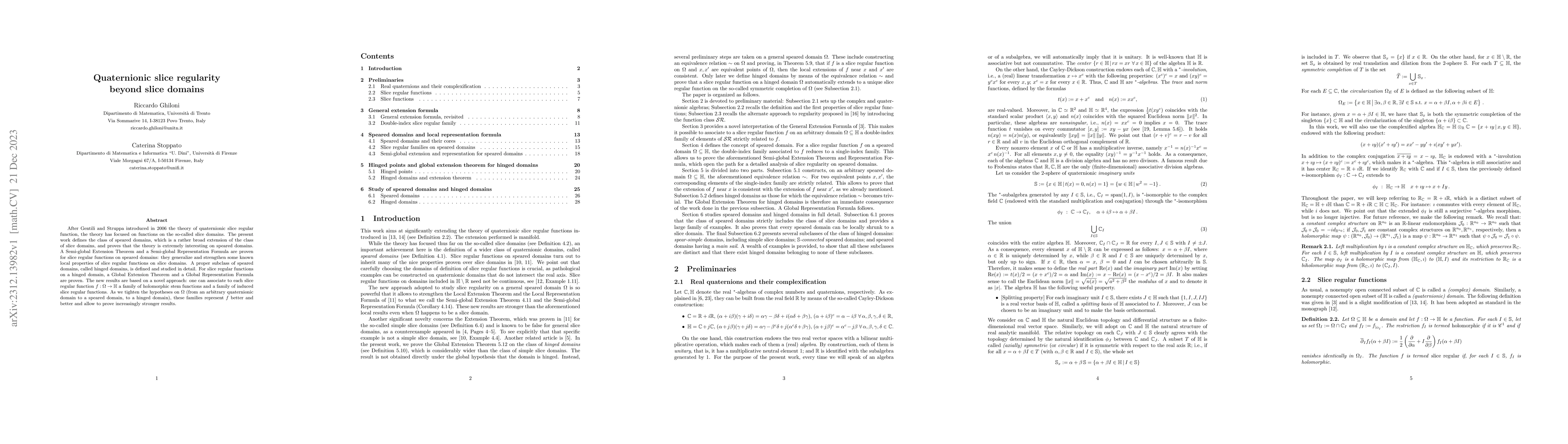 Thumbnail for Quaternionic slice regularity beyond slice domains