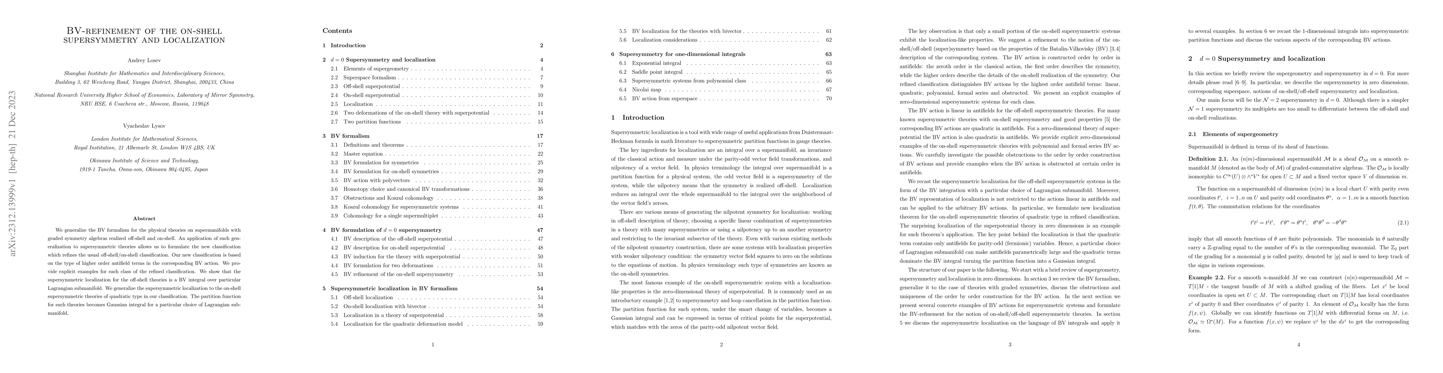 Thumbnail for BV-refinement of the on-shell supersymmetry and localization